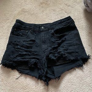 american eagle black jean shorts